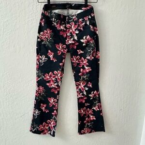 Jen7 Floral Crop Kick Pants Size 0 Pink Red